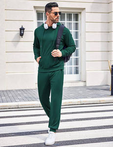 Conjunto deportivo informal para hombre, tela transpirable de mezcla de algodón, pantalones jogger de corte ajustado, cintura elástica, para gimnasio, entrenamiento, correr, uso diario. - Product Image 4