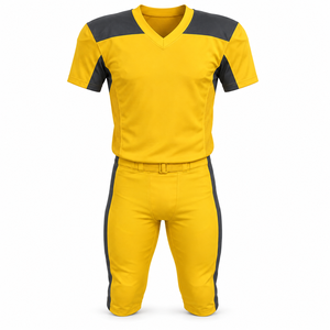 Ensemble d'uniformes de football américain jaunes et anthracite à 12 panneaux sans rembourrage et avec épaulettes carrées - Product Image 1