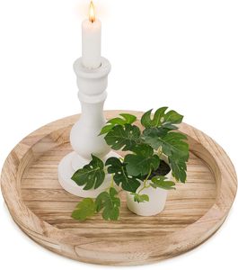 Rustic Wooden Serving <b>Tray</b> with Decorative Candle Holders for Kitchen <b>Table</b> Decor - Product Image 5