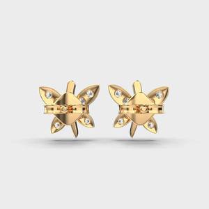 Pendientes de Mariposa con Diamantes Redondos en Oro de 14K, Pendientes de Lujo para Mujer para Uso Diario - Product Image 2