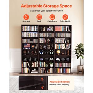 8 Tier DVD Shelf Organizer 55.91 X 8.66 X 51.18 Multimedia <b>Storage</b> Cabinet for CDs DVDs Books Bookcases - Product Image 2