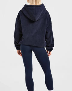 Sweat à capuche et pulls oversize en molleton de qualité supérieure, personnalisés, bleu marine, pour femmes, en coton respirant, sweats à capuche vierges pour femme - Product Image 3