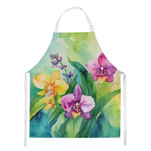 Unisex Large Multicolor Watercolor Orchids <b>Apron</b> <b>for</b> Kitchen Serving Baking Crafts Gardening <b>for</b> Adults-<b>Men</b> and Women - Product Image 1