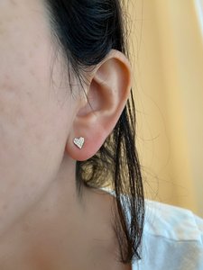 Wholesale 14K Solid Gold Heart Diamond Stud <b>Earrings</b>, Real Natural Round Cut Diamond Cluster <b>Piercing</b>, 18K Gold Fine Jewelry Man - Product Image 2