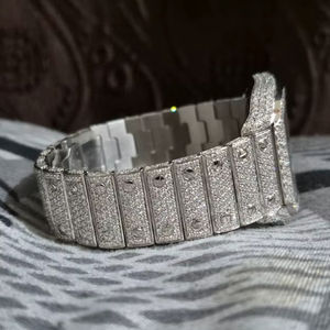 Reloj de Lujo de Alta Calidad con Diamantes Naturales, Movimiento Mecánico Automático, 41 mm, Acero Inoxidable, Cristal de Zafiro, Estilo Hip Hop, Correa de Cuero - Product Image 1