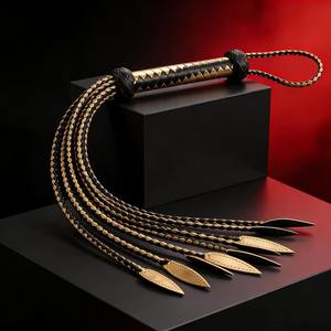 SPALL JP SPORTS Fouet d'équitation en cuir véritable fait main, 36 brins, 9 queues tressées, fouet équestre professionnel en cuir de vachette, BDSM - Product Image 5