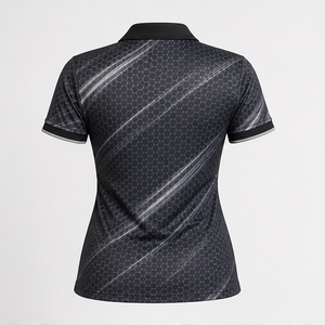 Polo pour femme personnalisé noir à imprimé nid d'abeille, séchage rapide, respirant, manches courtes, uniforme de performance WPS-0730 - Product Image 2
