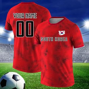 Camiseta de Fútbol de Corea del Sur para Hombre, Personalizada, Roja, con Estampado de Transferencia Térmica, Absorbente de Humedad, Antibacteriana, con Estampado de Leopardo, Cuello Redondo - Product Image 3