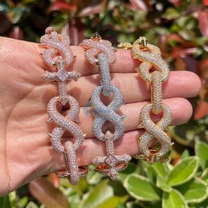 Bracelet en argent sterling 925 serti de diamants de laboratoire, motif infini et croix, style hip-hop pour homme, style rappeur. - Product Image 3