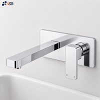 Mitigeur de salle de bain mural certifié en laiton, sans plomb, à levier unique, avec cartouche céramique, monotrou, pour usage hôtelier