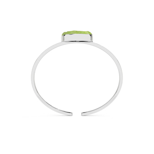 Minimalist 925 Sterling <b>Silver</b> <b>Cuff</b> <b>Bracelet</b> With Natural Peridot Stone Bezel Setting Unisex Everyday Wear - Product Image 5