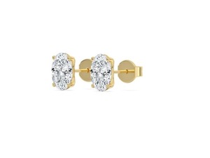 Pendientes de Lujo con Diamantes Ovalados Cultivados en Laboratorio de 1.00 Quilates, Color E-F, Claridad VS+, Chapados en Oro Blanco de 9K, con Engaste de Cuatro Puntas - Product Image 4