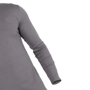 T-shirt en tricot à manches longues pour homme, col rond, couleur unie, logo personnalisé, service OEM, fabrication, coupe décontractée, gris - Product Image 4