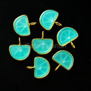 Sky Blue Chalcedony Orange Fruit Carved Gemstone Pendant Sterling <b>Silver</b> Gold Vermeil <b>Charm</b> Natural Healing Crystal Jewelry Bulk - Product Image 6