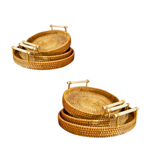 Plateau en rotin tissé à la main, panier de rangement pour fruits, plateau décoratif artisanal, plateau de service durable - Product Image 1