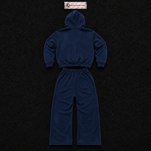 Conjunto Deportivo Gráfico Azul Marino para Hombre, Sudadera con Cremallera Completa y Pantalones Jogger Relajados, Estilo Urbano Premium - Product Image 6
