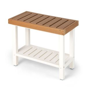 Sedia da doccia a 2 livelli in HDPE resistente con ripiano portaoggetti e piedini antiscivolo per vasche da bagno e sedute - Product Image 1