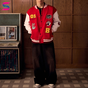 2026 Red Color Good Selling Made In Pakistan OEM Service With Own Logo Print College Letterman Baseball Letterman <b>jackets</b> - Product Image 4