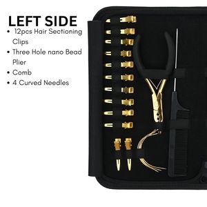 Hair Extension Tool Kit with Tape In Press Plier Flat Crimper Pulling Hook Hair Loop Tool Parting Finger and Curved <b>Needles</b> - Product Image 3