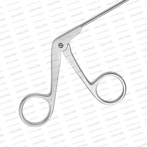 Micro-ciseaux incurvés vers le haut – Micro-ciseaux laryngés à manche extra long – Instruments chirurgicaux endoscopiques ORL en acier inoxydable - Product Image 2