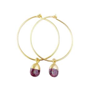 Pendientes de Aro con Piedra de Rubí, Plata de Ley 925, Chapados en Oro, Hechos a Mano, con Piedras Preciosas para Mujer - Product Image 1