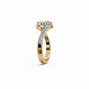 แหวนเพชรเม็ดเดี่ยวทรงรีและทรงกลม ทองคำขาว 18K เพชรเพาะเลี้ยง สำหรับผู้หญิง หรูหรา ได้รับการรับรองจาก IGI สำหรับขายส่งและส่งออกจากอินเดีย - Product Image 2