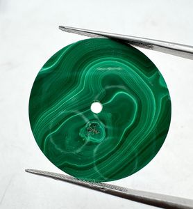 Natural Malachite Watch Dial : 31.50 mm Round One Sided Polished Watch <b>Face</b> - Product Image 4