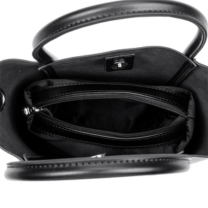 Sac fourre-tout minimaliste en cuir PU pour femme, grande capacité, deux poignées, fermeture éclair, style décontracté, usage quotidien, couleur noire - Product Image 5
