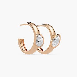 Pendientes de Aro de Lujo en Oro Blanco de 14K con Diamantes Cultivados en Laboratorio, Corte Pera, 2 Ct, Engaste de Bisel, 20mm, Regalo de Boda, Joyería Elegante para Mujer - Product Image 2