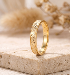 แหวนแต่งงานทองคำขาว 14K สลักลายวินเทจ แหวนหมั้นแบบยูนิเซ็กซ์ น้ำหนัก 7-10 กรัม แหวนขอแต่งงาน ชุบทอง - Product Image 2