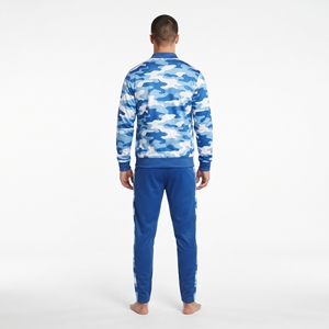 Men's Blue Camouflage Sublimated Tracksuit Zip Up Jacket Matching <b>Trousers</b> Fitness Gym Workout Athletic <b>Training</b> Sports Set - Product Image 2