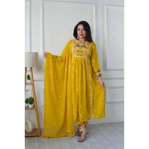 ชุด dupatta อินเดียและปากีสถานที่สวยงามชุดปาร์ตี้หรูหราด้านบนล่าง - Product Image 3