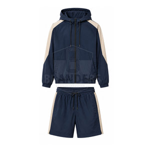 Training Men Hooded Windbreaker <b>Shorts</b> <b>Set</b> Lightweight Zip Up Jacket And Matching <b>Shorts</b> For Gym Fitness Outdoor Sportswear - Product Image 2