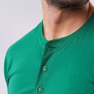 Camiseta Henley de manga corta con cuello redondo para hombre, 100% algodón, corte ajustado, estilo casual, personalizada. - Product Image 5