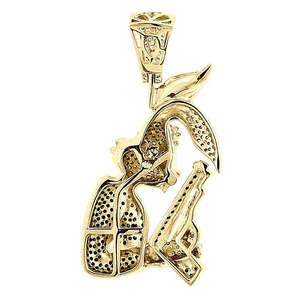 Collar con Colgante de Conejo Estilo Hip Hop, Chapado en Oro de 18K, Cadena de Eslabones, Dije de Diamante Negro, Joyería para Mujer - Product Image 4
