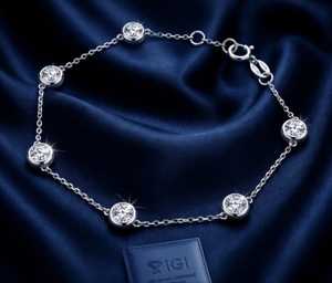 Betterstar High 18K White Gold D Colour VVS IGI Certified Lab Grown Diamond <b>Bracelet</b> Round Cut Setting Bridal Jewelry Factor - Product Image 3