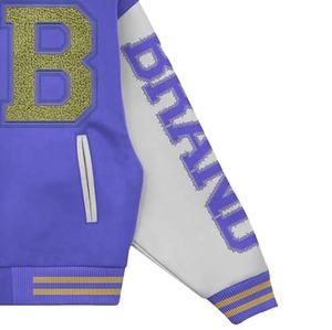 Veste Varsity de haute qualité avec logo personnalisé, broderie streetwear, polaire d'hiver, corps en laine et manches en cuir - Product Image 4