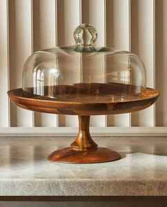 Soporte de Madera de Lujo para Tartas con Cubierta de Cristal, Exhibidor de Postres para Panadería, Exhibidor de Postres para Bodas - Product Image 1