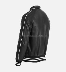 Veste en cuir de logo personnalisé de haute qualité, à la mode, à prix de vente entier, vêtements, veste en cuir coupe-vent et résistante pour hommes - Product Image 2
