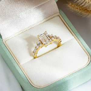 Lab Grown 2.00Ct Emerald Cut Diamond Cluster <b>Ring</b> For Women's 14K Solid Gold Fine Anniversary Surprise Gift For Girlfriends - Product Image 4