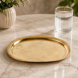 Luxury <b>Gold</b> Oval Serving <b>Tray</b> with Raised Edge – Elegant Decorative Tabletop Platter for Home, Hotel & Events - Product Image 3