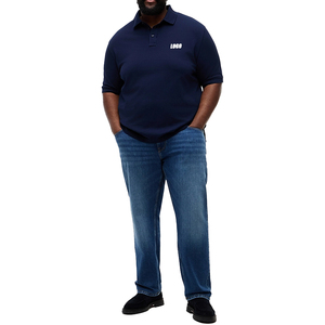 Polo en piqué coupe classique grande taille pour homme, respirant, doux, en coton extensible de qualité supérieure, broderie personnalisée - Product Image 5