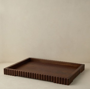 Wholesale Custom Modern Brown Walnut Wood Eco-Friendly Multifunction Food Serving <b>Tray</b> <b>Large</b> Small Sizes Decorative Handles - Product Image 1