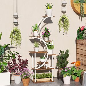 Support à plantes d'intérieur en forme de S à 8 niveaux de 62 pouces, finition carbonisée, étagère d'angle pour plusieurs plantes, murale et présentoir - Product Image 2