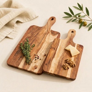 Planche à découper artisanale en bois d'acacia, vente en gros d'usine, écologique, avec poignée, pour viande et fromage - Product Image 2
