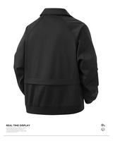 Blouson Bomber Noir Homme Mego Industry, Fermeture Éclair, Style Streetwear, Coupe-Vent en Polyester, Vêtement d'Automne, Coupe Classique, Motif Géométrique
