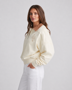 Sweat-shirt brodé demi-zip pour femme Silk Road, col rabattu, motif uni, style décontracté, idéal pour l'été, anti-boulochage - Product Image 4