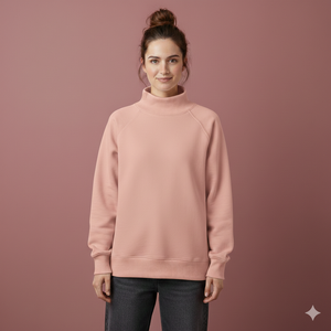 Pull-over en molleton réversible à col montant et manches longues pour femme, sweat-shirt écologique à col montant pour femme - Product Image 3