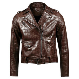 Men Genuine Style Crocodile Leather Jacket Luxury Fashion Durable Soft Warm Casual Wear Coat - Product Image 2