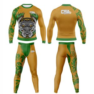 Ropa Deportiva MMA en Oferta, Rush Guard y Pantalones Cortos de BJJ, Tela Spandex Personalizada con Sublimación, Ropa de Compresión para Hombre - Product Image 1